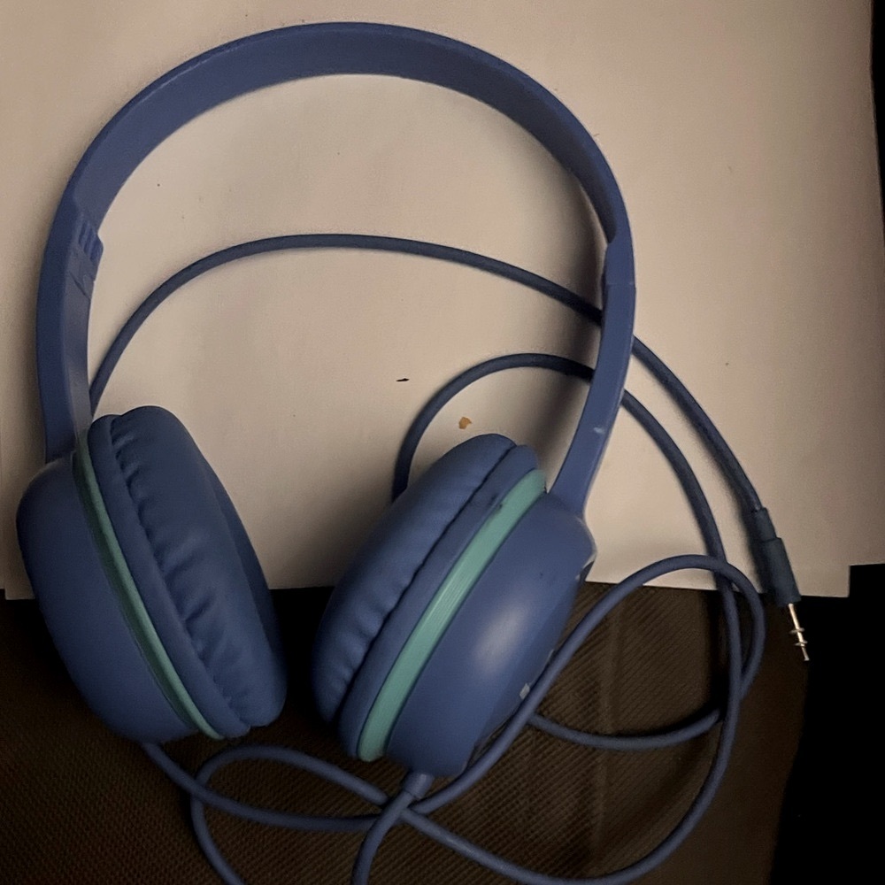 Blue and Green Over-Ear Headphones with Cushioned Padding